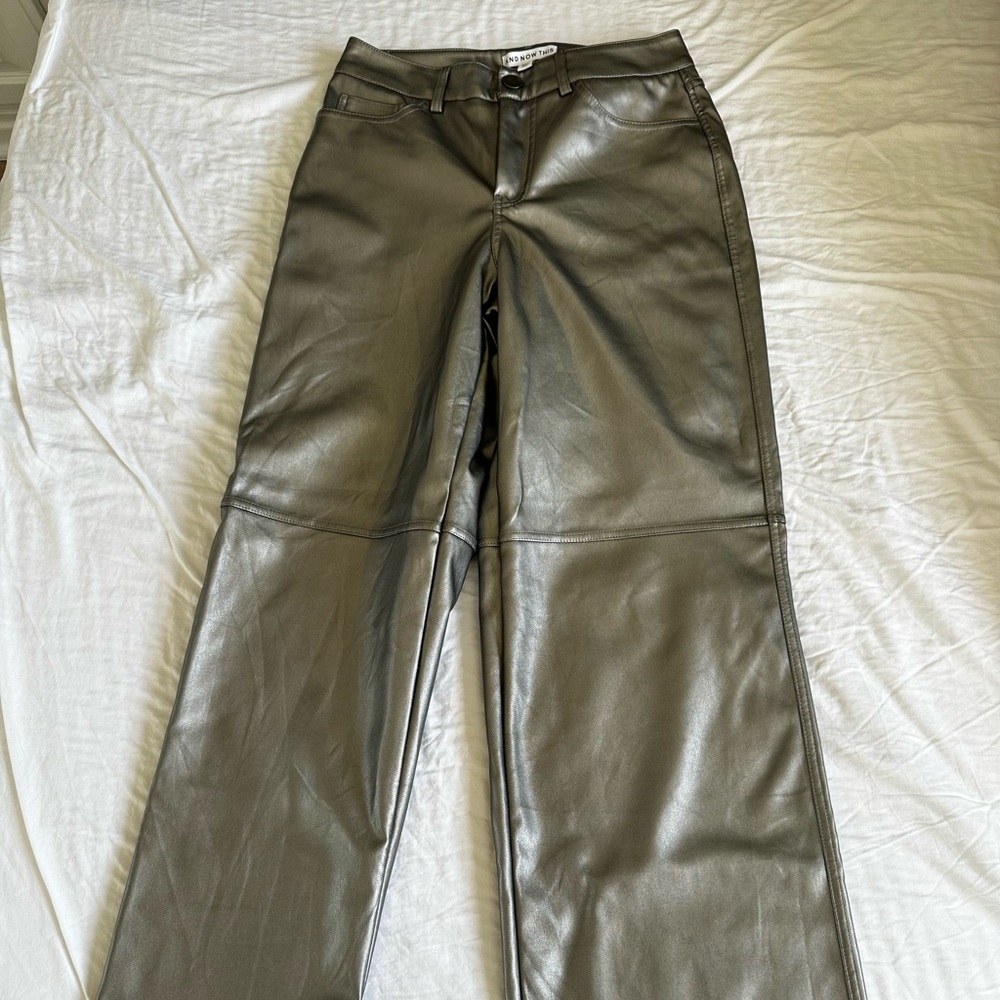 Women's Wide Leg Leather Pants